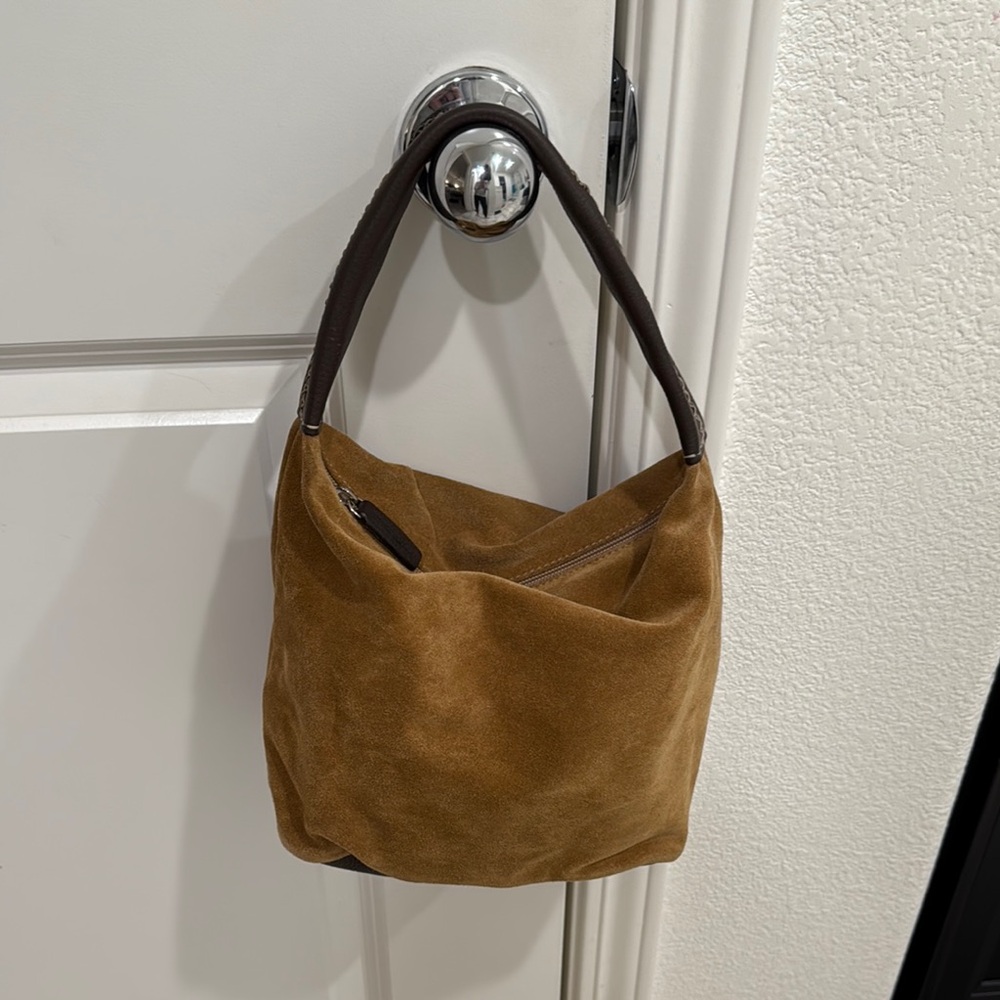 Brown Suede Hobo Bag